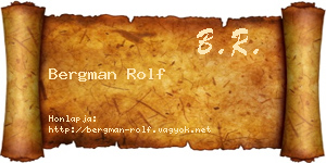 Bergman Rolf névjegykártya